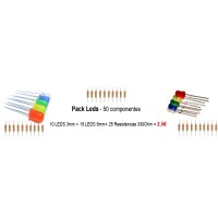 Pack 50 componentes - 25 Leds + 25 Resistências