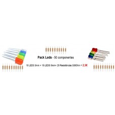 Pack 50 componentes - 25 Leds + 25 Resistências